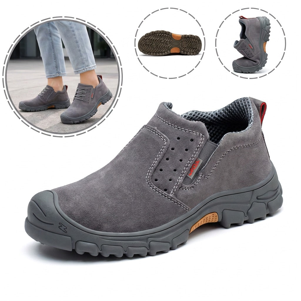 Pantofi ortopedici confortabili din piele de căprioară – moi și confortabili, cu o susținere excelentă – ameliorează durerile de picioare.