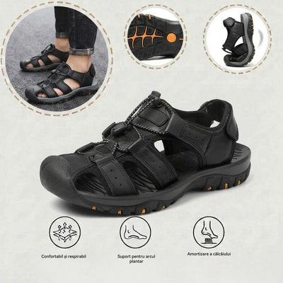 Sandale cu protecție pentru degetele picioarelor — cu suport pentru arcada plantară, care ameliorează durerea; ușoare și cu amortizare.