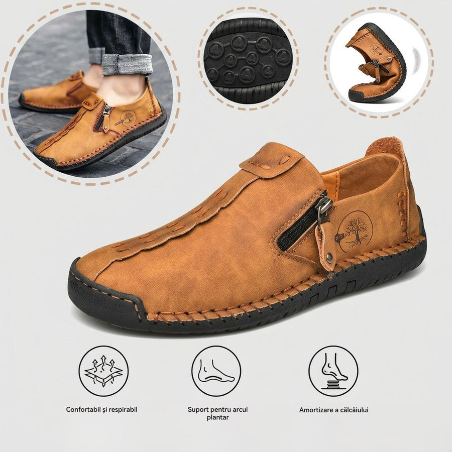 Pantofi ortopedici casual confortabili — din piele italiană de vită cu finisaj nubuc și susținere pentru bolta plantară