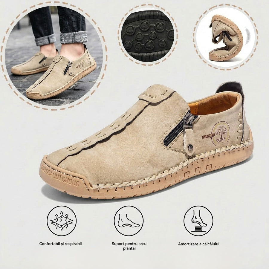 Pantofi ortopedici casual confortabili — din piele italiană de vită cu finisaj nubuc și susținere pentru bolta plantară