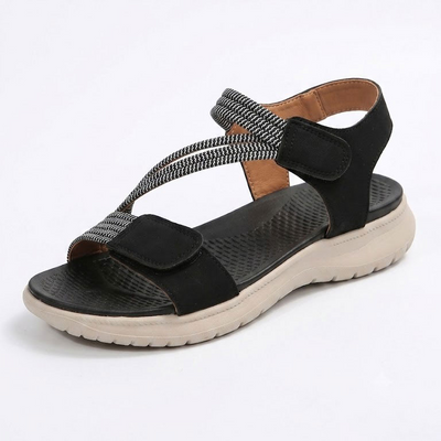 Sandale ortopedice confortabile — suport ergonomic pentru arcada piciorului, lățime reglabilă, care subliniază silueta picioarelor.