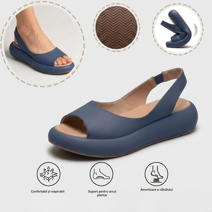 Sandale ortopedice ergonomice — cu suport pentru arcada plantară, care ajută la ameliorarea durerilor de picioare, la stabilizarea călcâiului și la reducerea instabilității la mers