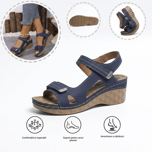 Sandale ortopedice confortabile — suport ergonomic pentru arcada plantară, lățime reglabilă, care subliniază silueta picioarelor.