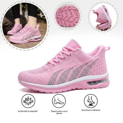 Pantofi sport ortopedici din plasă — cu susținere pentru bolta plantară și amortizare care protejează genunchii