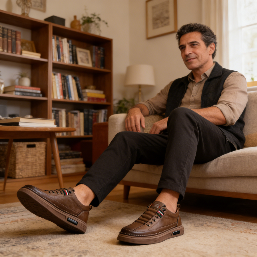 Pantofi ergonomici ortopedici din piele — piele de vacă italiană de calitate superioară, suport pentru arcada plantară și ameliorarea durerilor de picioare