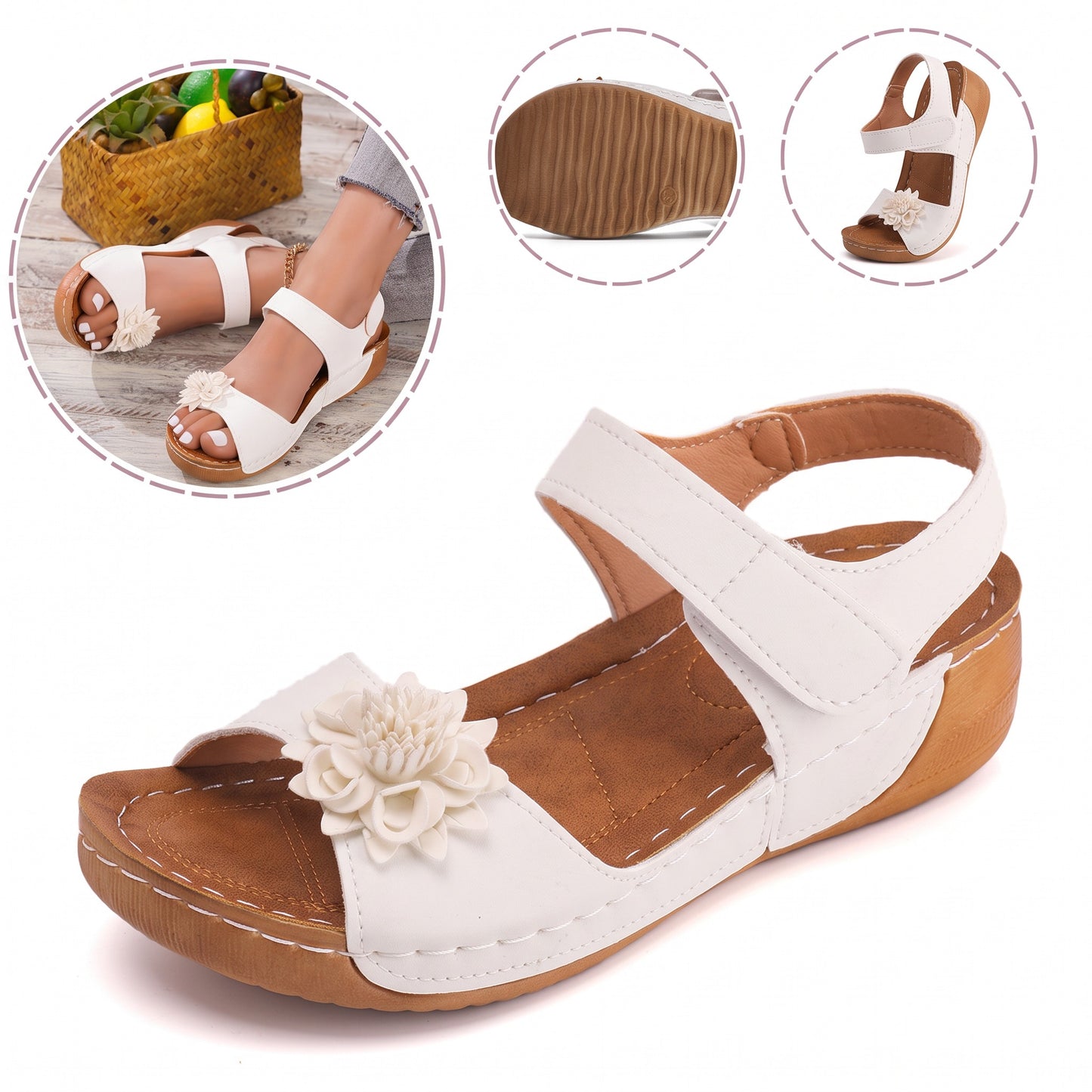 Sandale ortopedice ergonomice — cu suport pentru arcada plantară, care ajută la ameliorarea durerilor de picioare, la stabilizarea călcâiului și la reducerea instabilității la mers