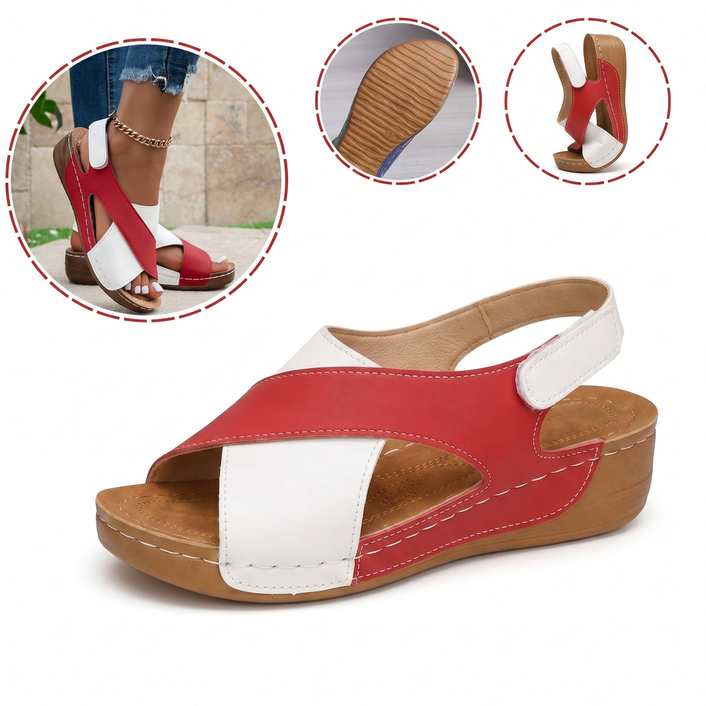 Sandale ortopedice ergonomice — cu suport pentru arcada plantară, care ajută la ameliorarea durerilor de picioare, la stabilizarea călcâiului și la reducerea instabilității la mers