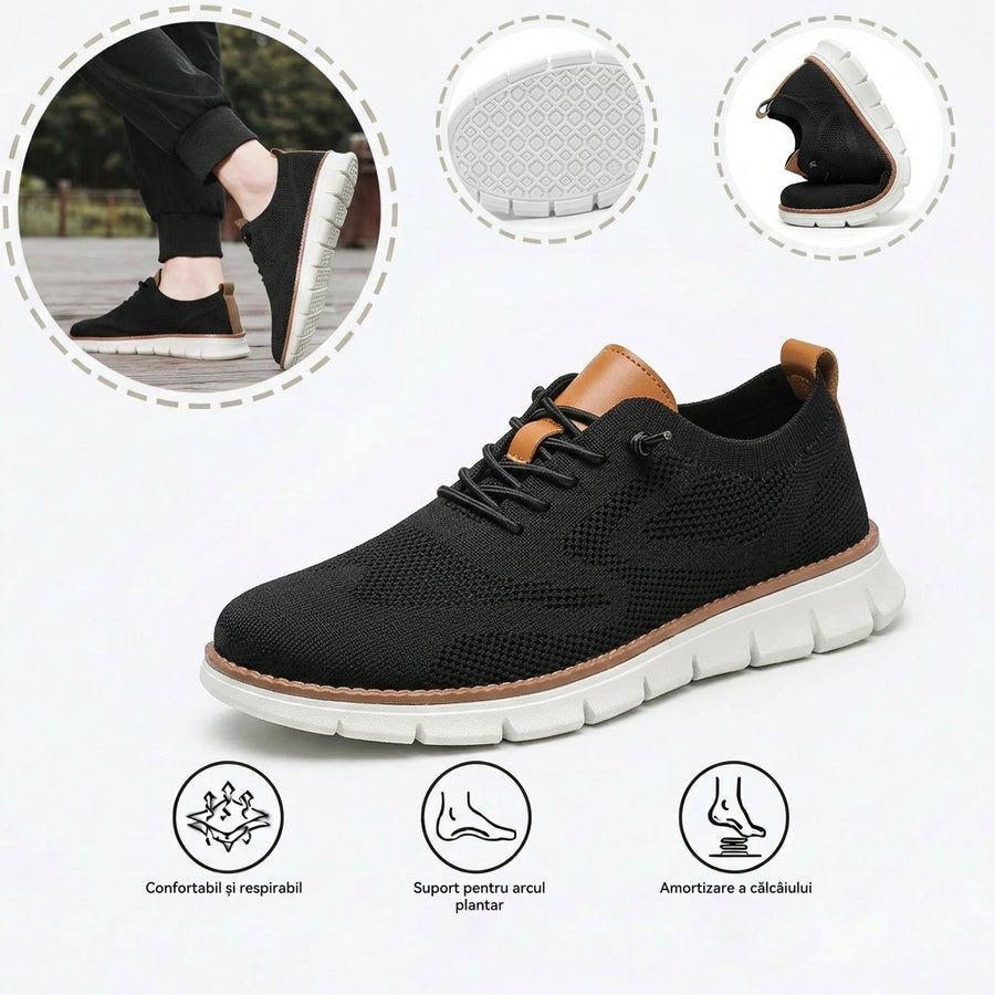 Pantofi sport ortopedici cu plasă – cu susținere a arcului piciorului, pentru ameliorarea durerii; amortizare moale.