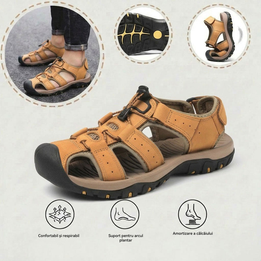 Sandale cu protecție pentru degetele picioarelor — cu suport pentru arcada plantară, care ameliorează durerea; ușoare și cu amortizare.