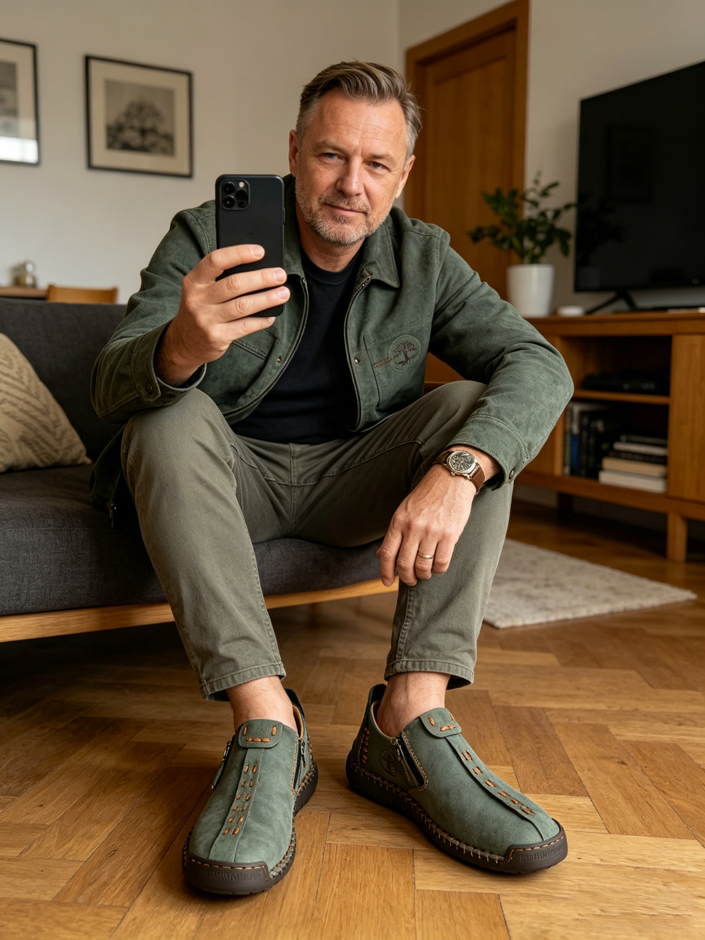 Pantofi ortopedici casual confortabili — din piele italiană de vită cu finisaj nubuc și susținere pentru bolta plantară
