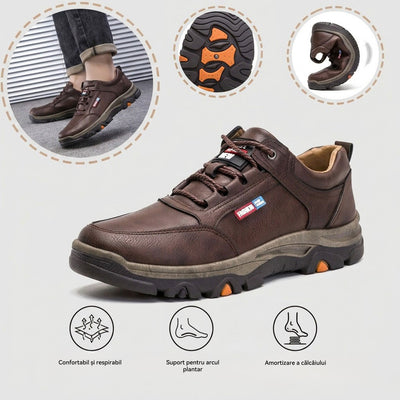 Pantofi ortopedici casual confortabili — lucrați manual din piele de vită italiană, cu susținere pentru bolta plantară