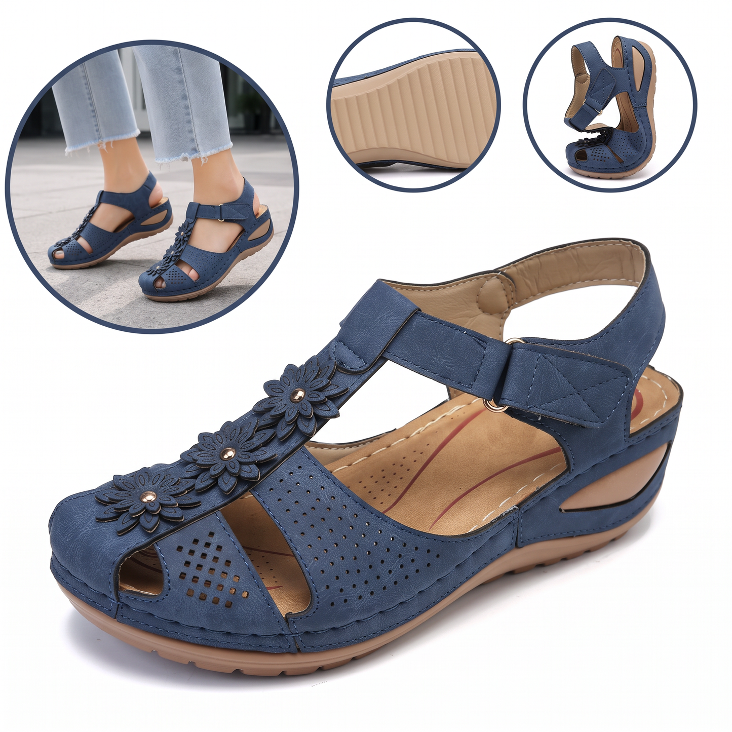 Sandale cu protecție pentru degetele picioarelor — cu suport pentru arcada plantară, care ameliorează durerea; ușoare și cu amortizare.