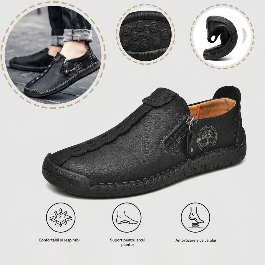 Pantofi ortopedici casual confortabili — din piele italiană de vită cu finisaj nubuc și susținere pentru bolta plantară