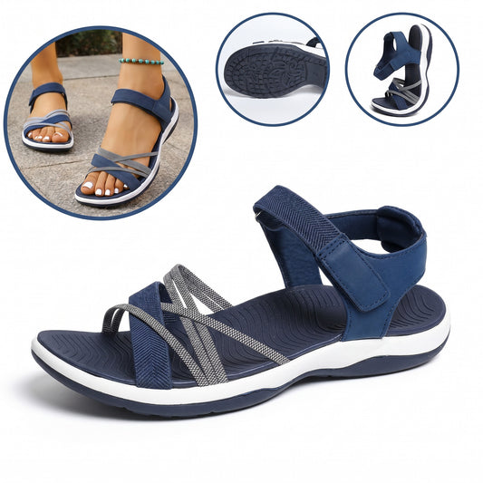 Sandale ortopedice ergonomice — cu suport pentru arcada plantară, care ajută la ameliorarea durerilor de picioare, la stabilizarea călcâiului și la reducerea instabilității la mers