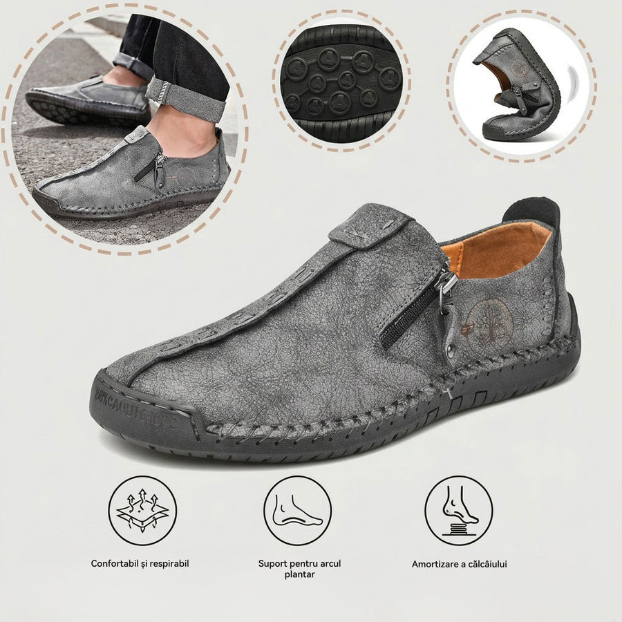 Pantofi ortopedici casual confortabili — din piele italiană de vită cu finisaj nubuc și susținere pentru bolta plantară