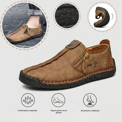Pantofi ortopedici casual confortabili — din piele italiană de vită cu finisaj nubuc și susținere pentru bolta plantară
