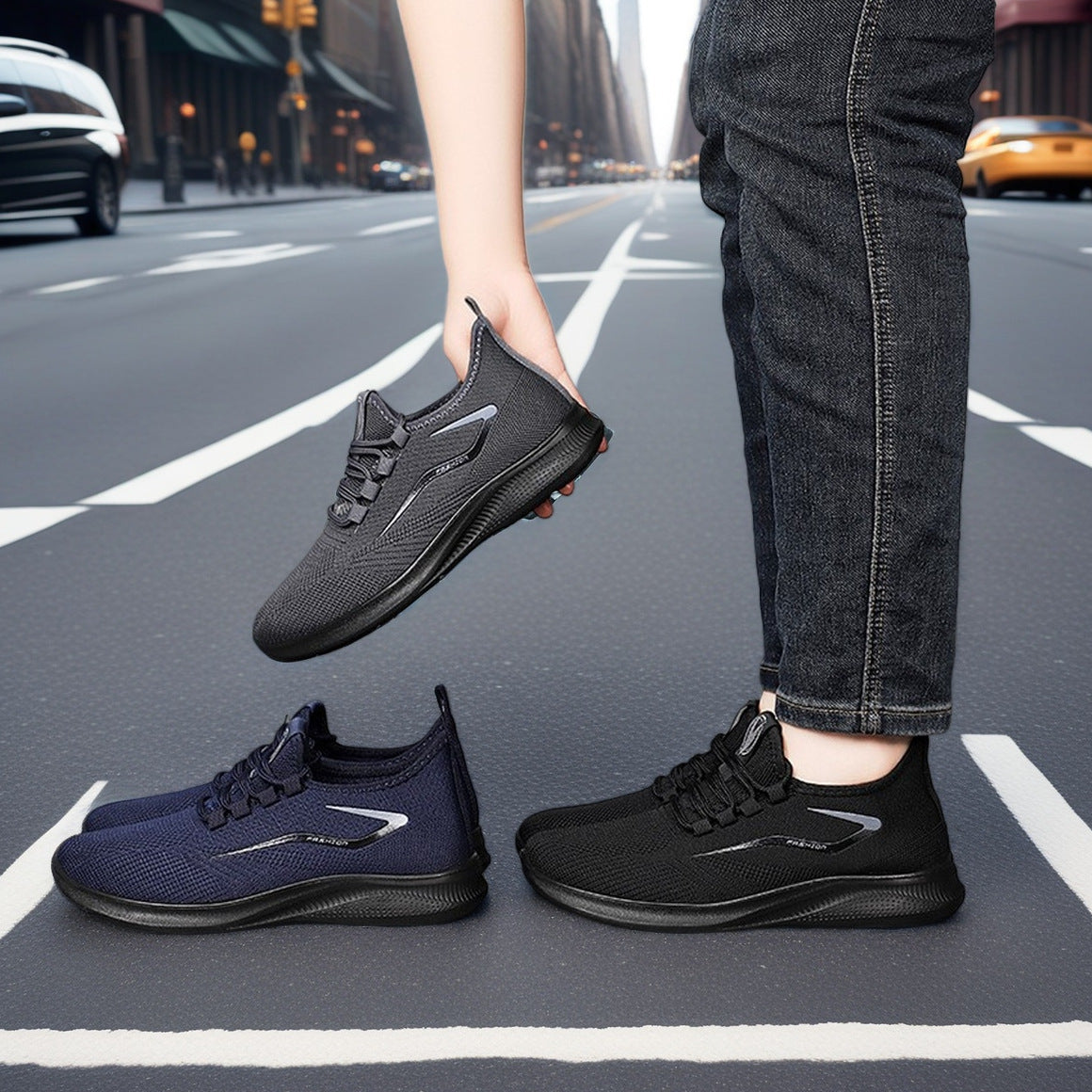 Pantofi sport ortopedici cu plasă – cu susținere a arcului piciorului, pentru ameliorarea durerii; amortizare moale.