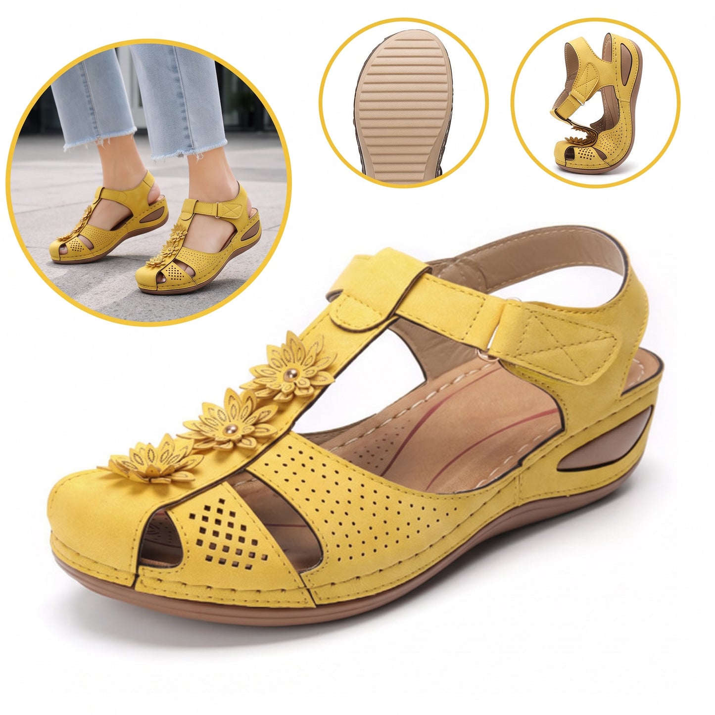 Sandale cu protecție pentru degetele picioarelor — cu suport pentru arcada plantară, care ameliorează durerea; ușoare și cu amortizare.