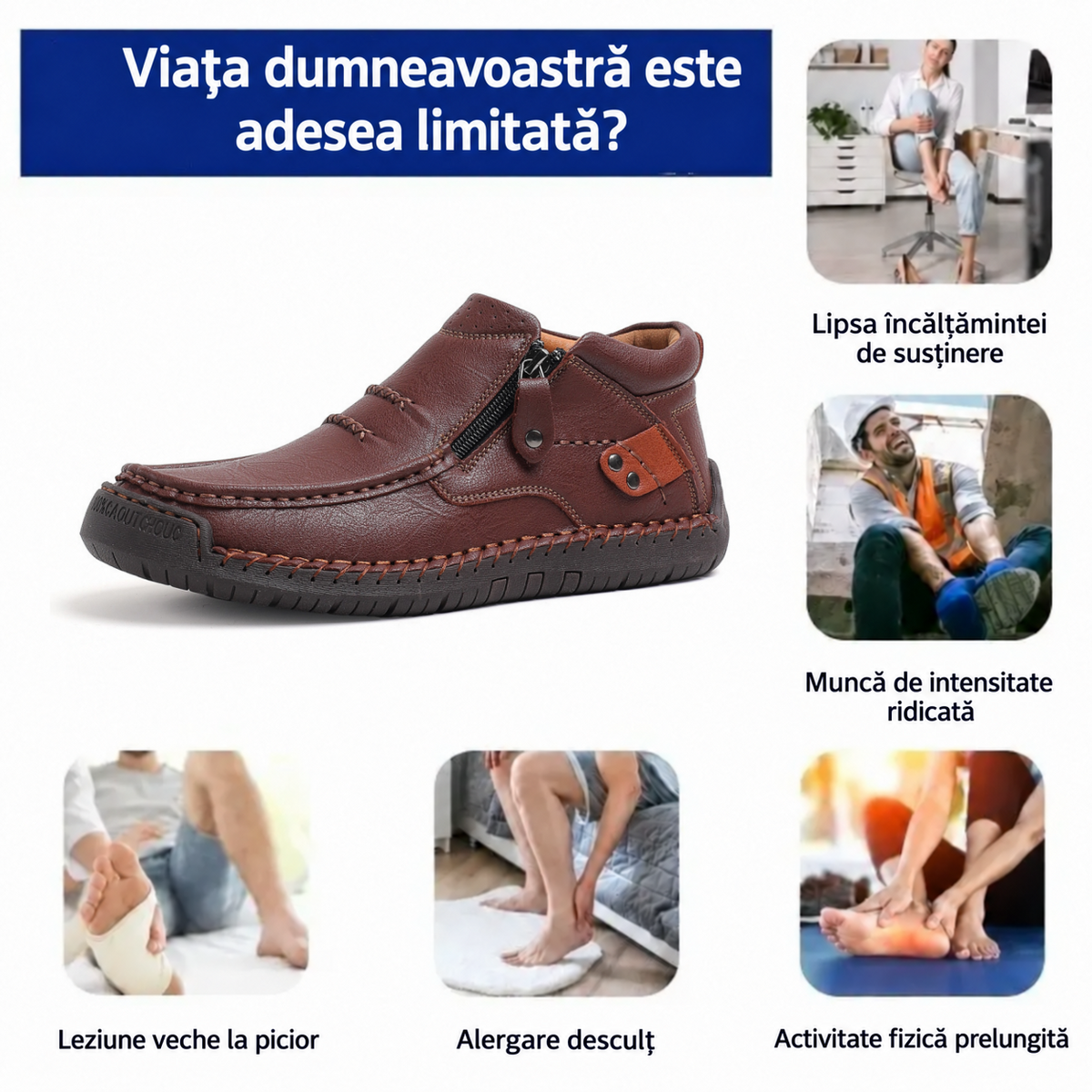 ⏰ Ofertă la jumătate de preț — Doar astăzi! 🔥 | Încălțăminte ortopedică din piele naturală de înaltă calitate | Susținere a boltei plantare pentru a calma durerea și a facilita mersul
