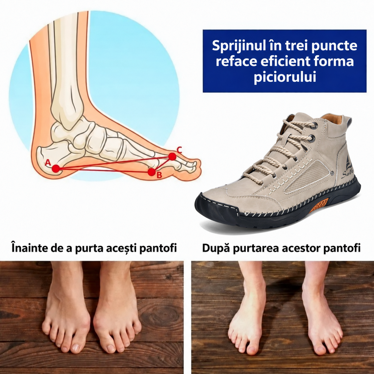 ⏰ Reducere de 50% — Doar astăzi! 🔥 | Încălțăminte ortopedică din piele naturală de înaltă calitate | Susținere a boltei plantare pentru a calma durerea și a ușura mersul | Unisex.