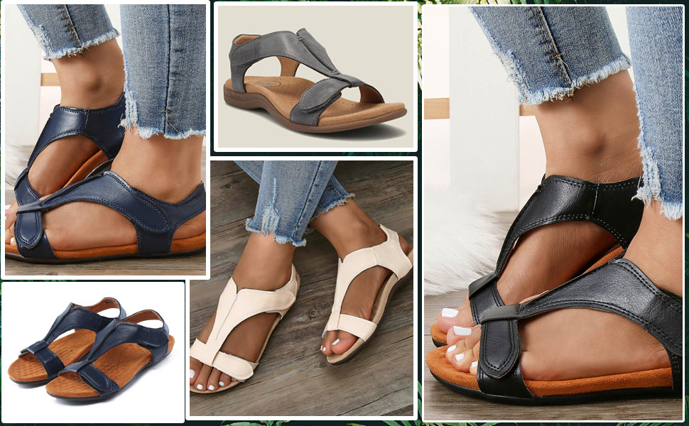 Sandale ortopedice confortabile — suport ergonomic pentru arcada piciorului, lățime reglabilă, care subliniază silueta picioarelor.